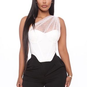 White One Shoulder Bustier Top